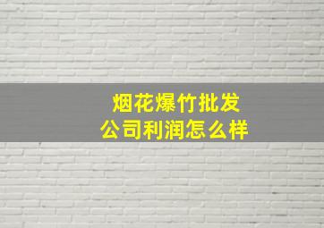 烟花爆竹批发公司利润怎么样