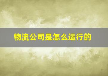 物流公司是怎么运行的