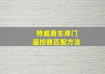 特威盾车库门遥控器匹配方法