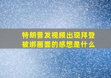 特朗普发视频出现拜登被绑画面的感想是什么