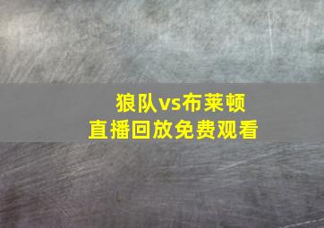 狼队vs布莱顿直播回放免费观看