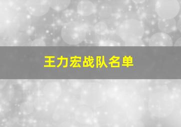 王力宏战队名单