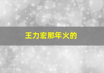 王力宏那年火的