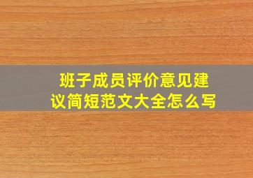 班子成员评价意见建议简短范文大全怎么写