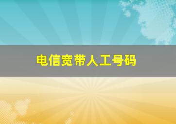 电信宽带人工号码