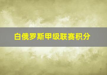 白俄罗斯甲级联赛积分