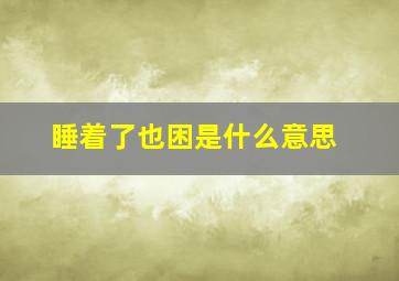 睡着了也困是什么意思