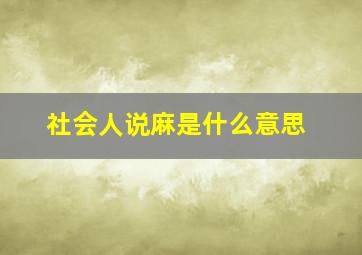 社会人说麻是什么意思