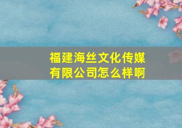 福建海丝文化传媒有限公司怎么样啊