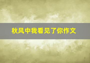 秋风中我看见了你作文