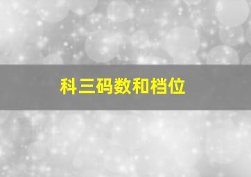 科三码数和档位