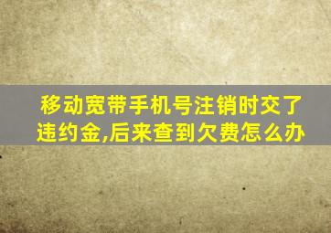 移动宽带手机号注销时交了违约金,后来查到欠费怎么办