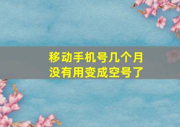 移动手机号几个月没有用变成空号了