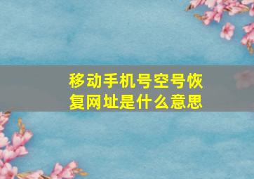 移动手机号空号恢复网址是什么意思