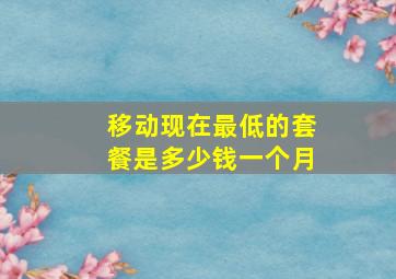 移动现在最低的套餐是多少钱一个月