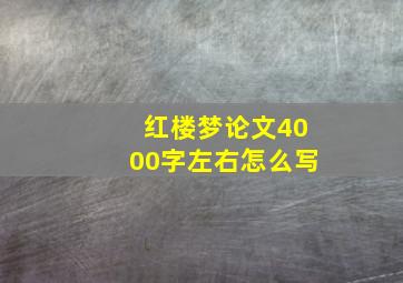 红楼梦论文4000字左右怎么写