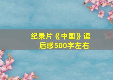 纪录片《中国》读后感500字左右