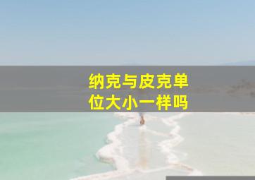 纳克与皮克单位大小一样吗