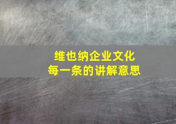 维也纳企业文化每一条的讲解意思