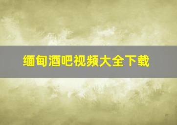 缅甸酒吧视频大全下载