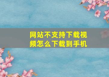 网站不支持下载视频怎么下载到手机