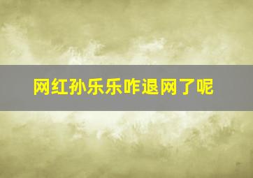 网红孙乐乐咋退网了呢