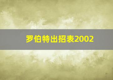 罗伯特出招表2002