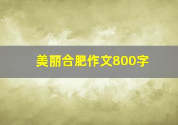 美丽合肥作文800字