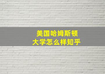 美国哈姆斯顿大学怎么样知乎