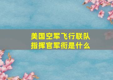 美国空军飞行联队指挥官军衔是什么