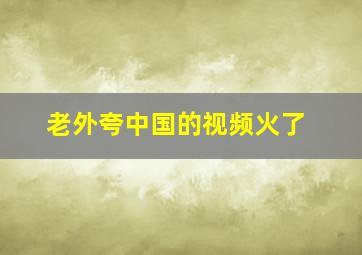 老外夸中国的视频火了