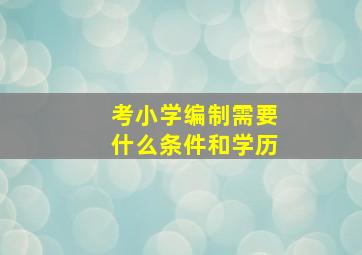 考小学编制需要什么条件和学历