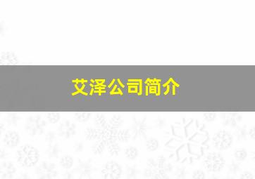 艾泽公司简介