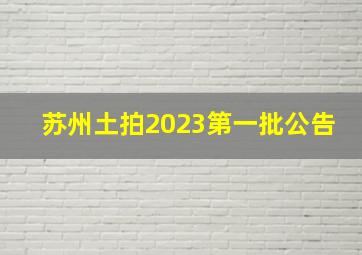 苏州土拍2023第一批公告