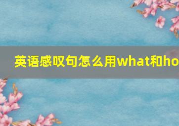 英语感叹句怎么用what和how