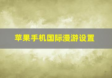 苹果手机国际漫游设置