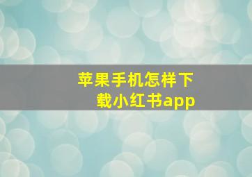 苹果手机怎样下载小红书app