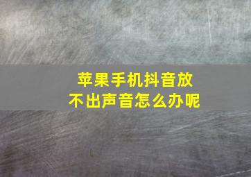 苹果手机抖音放不出声音怎么办呢