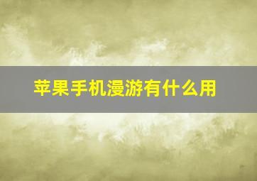 苹果手机漫游有什么用