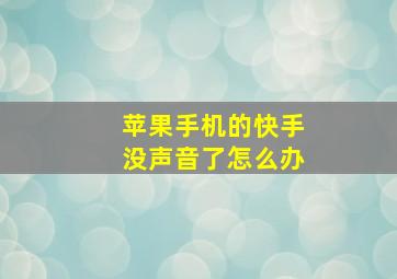 苹果手机的快手没声音了怎么办