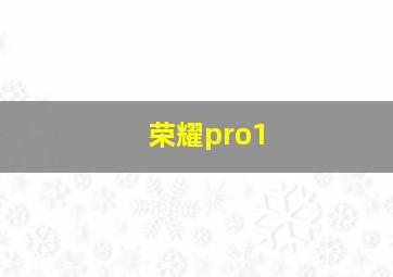 荣耀pro1