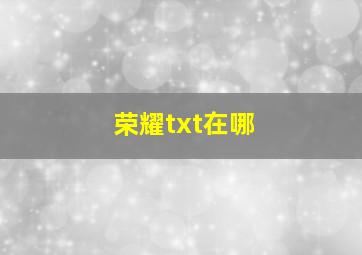 荣耀txt在哪