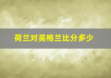 荷兰对英格兰比分多少