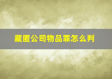 藏匿公司物品罪怎么判