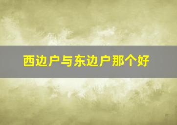 西边户与东边户那个好