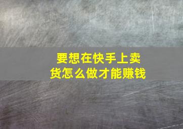 要想在快手上卖货怎么做才能赚钱