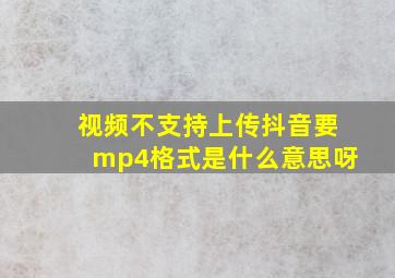 视频不支持上传抖音要mp4格式是什么意思呀