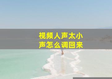 视频人声太小声怎么调回来