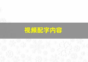 视频配字内容