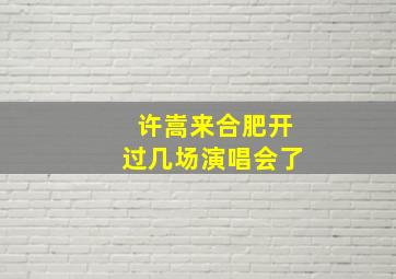 许嵩来合肥开过几场演唱会了